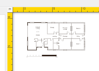 Floor plan image with yellow canvas borders